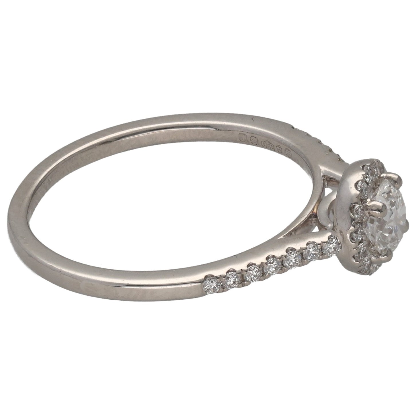 Platinum 0.54ct Diamond Halo Ring Size N