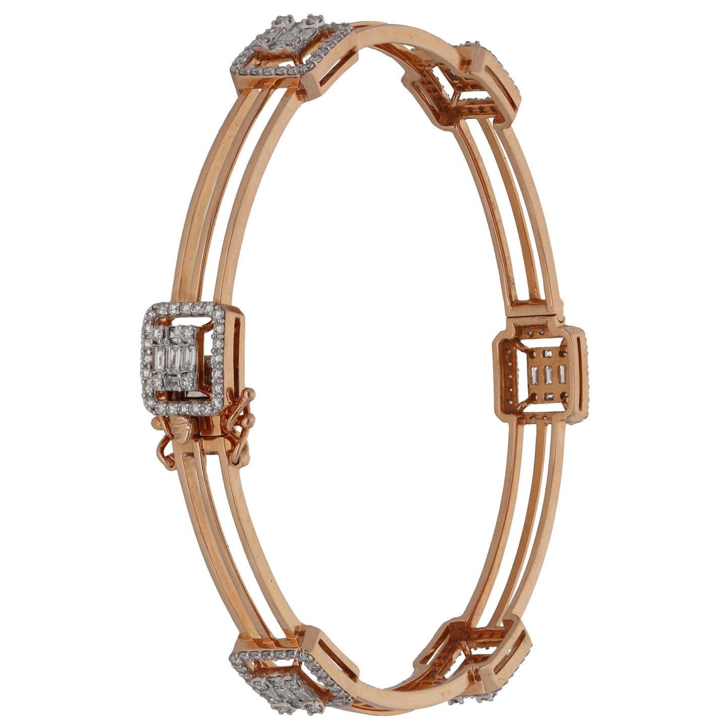 18ct Rose Gold 2.09ct Diamond Fancy Stone Set Bracelet
