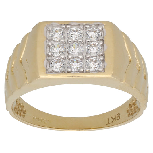 New 9ct Gold Cubic Zirconia Square Signet Ring Size T-W