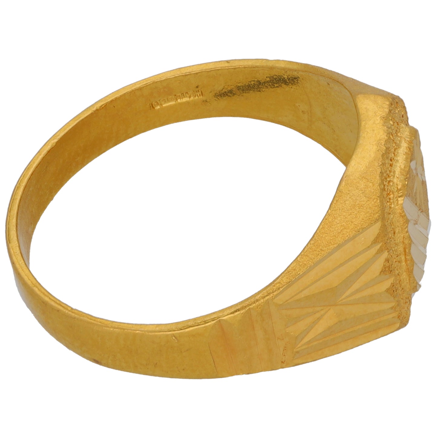 22ct Gold Patterned Signet Ring Size S