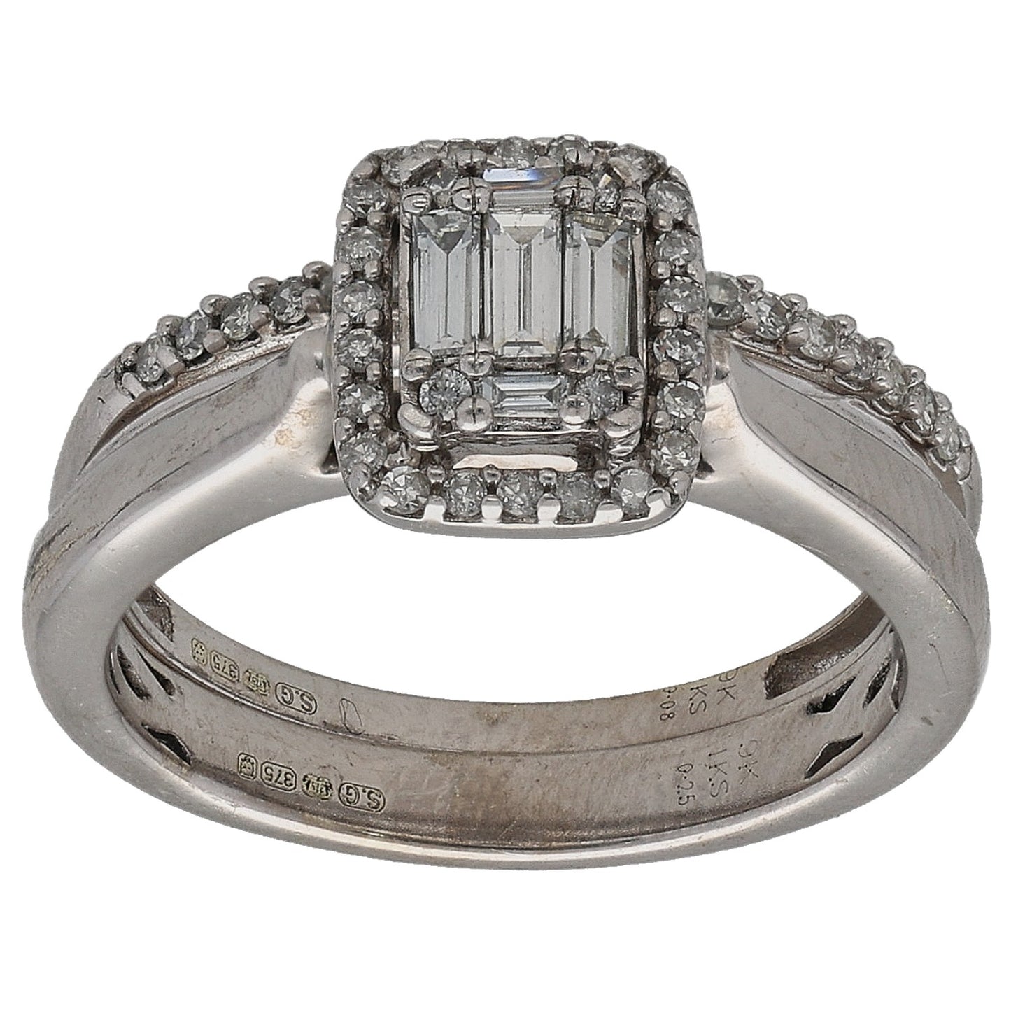 9ct White Gold 0.62ct Diamond Ring Set Size K