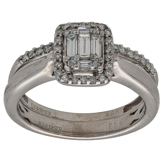 9ct White Gold 0.62ct Diamond Ring Set Size K