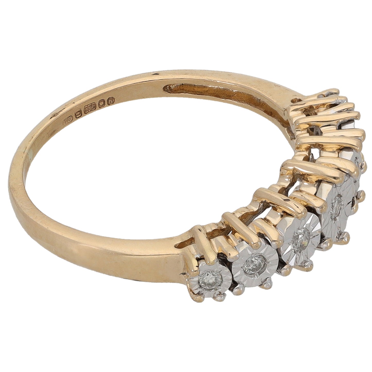 9ct Gold 0.06ct Diamond Half Eternity Ring Size K