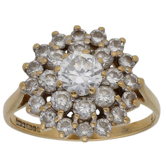 9ct Gold Cubic Zirconia Cluster Ring Size O