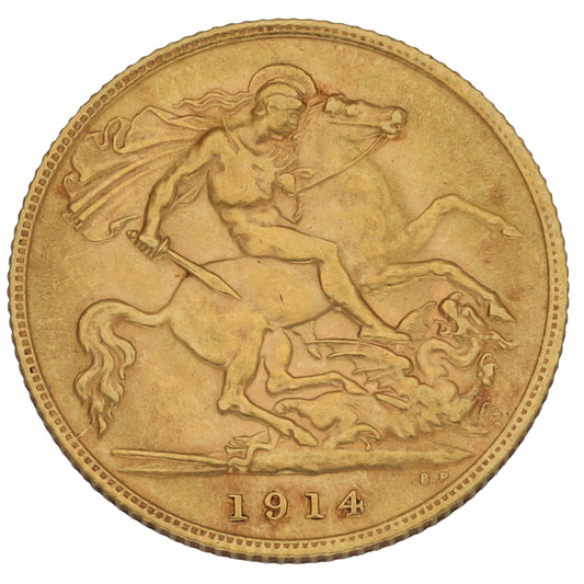 22ct Gold King George V Half Sovereign Coin 1914