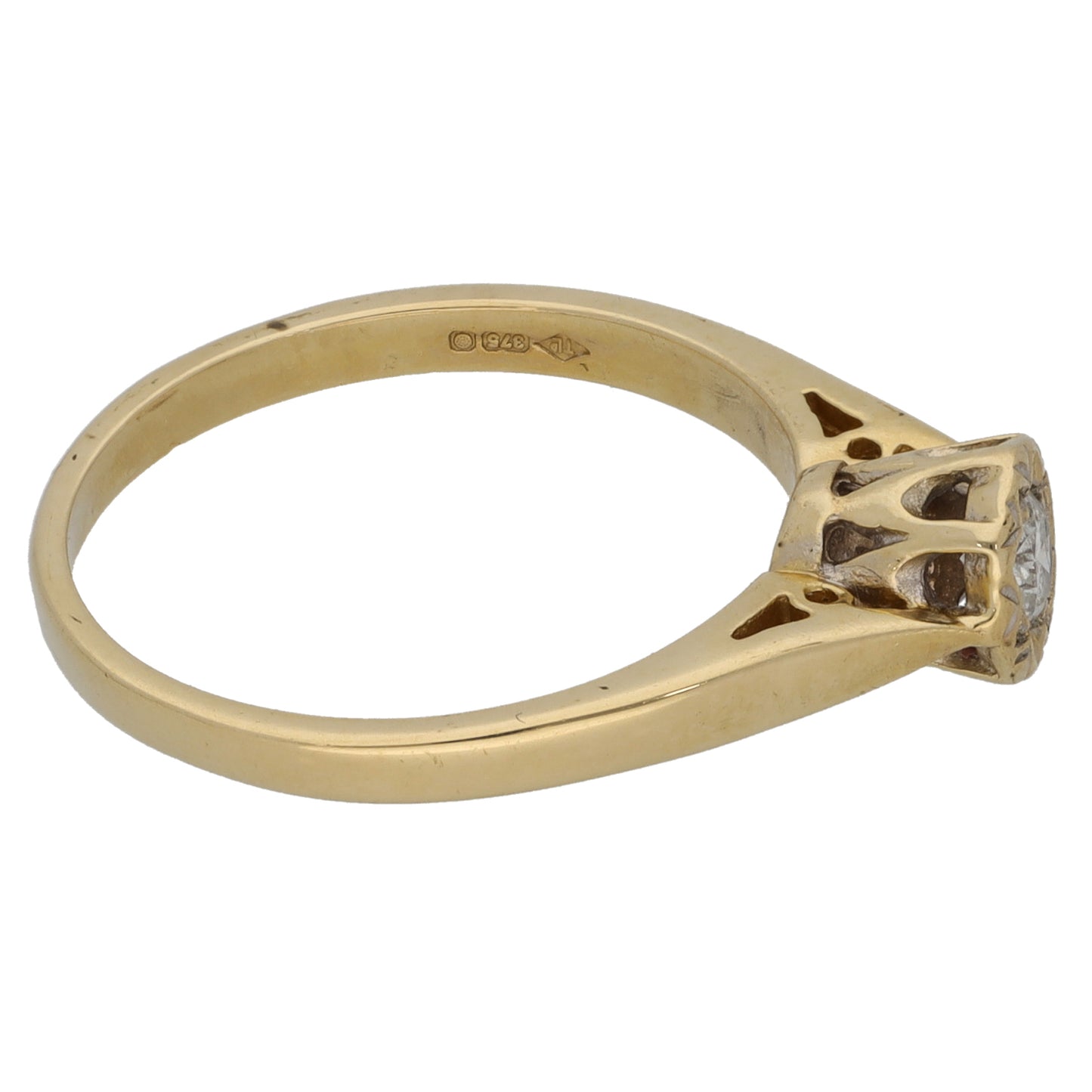 9ct Gold 0.15ct Diamond Solitaire Ring Size M