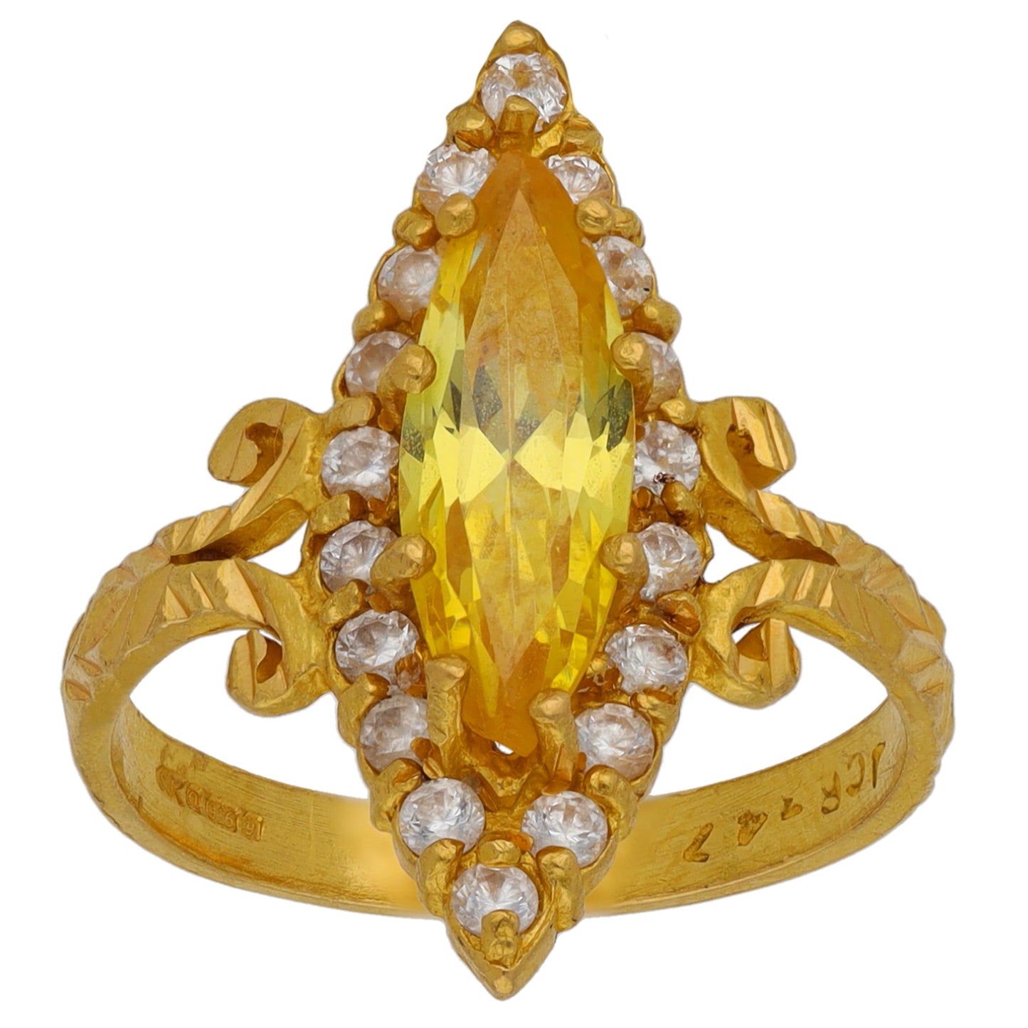 22ct Gold Imitation Gems Dress/Cocktail Ring Size O