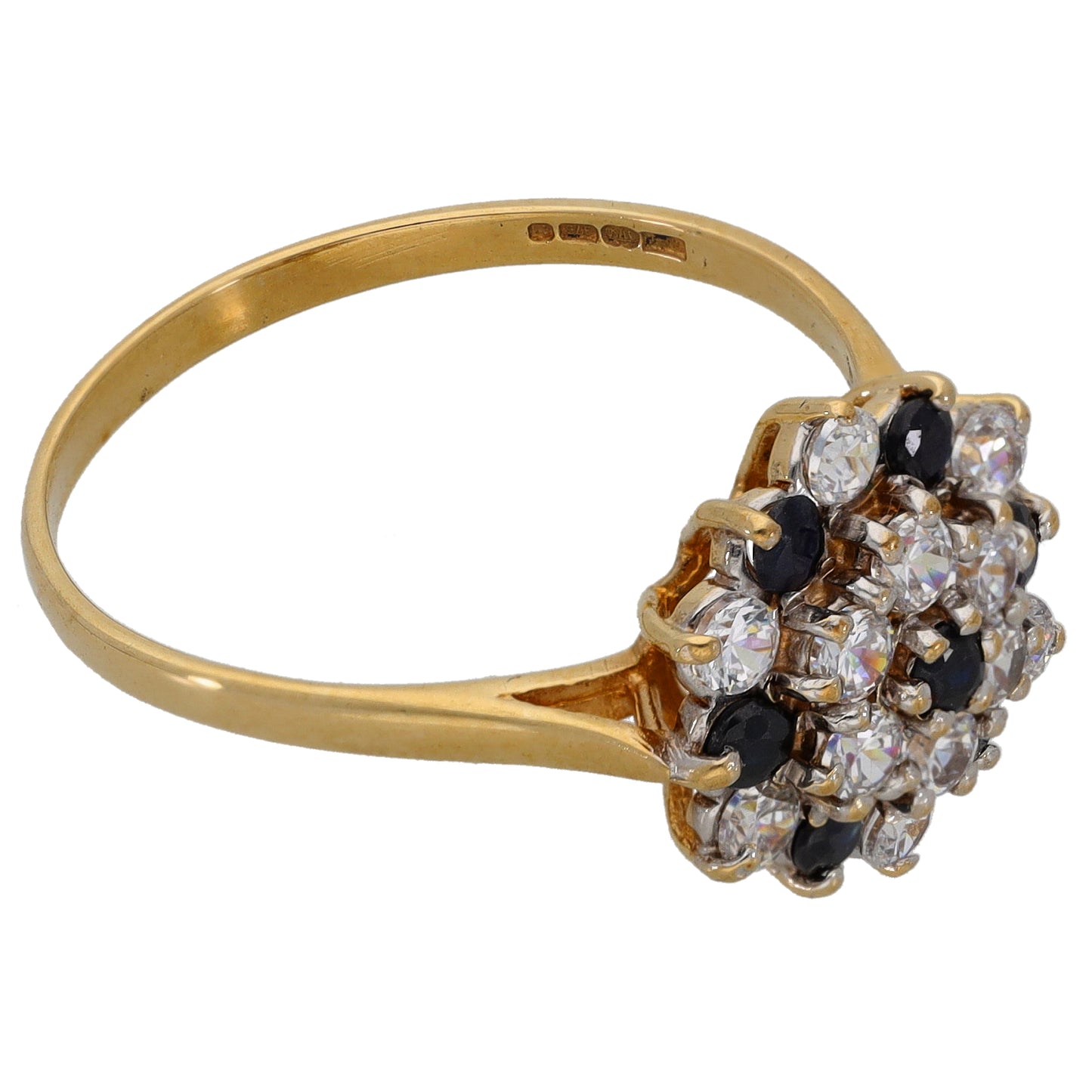 9ct Gold Sapphire & Cubic Zirconia Dress/Cocktail Ring Size T
