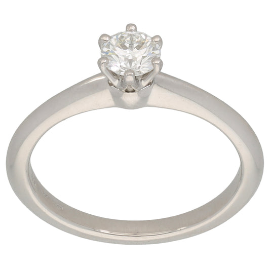 Platinum 0.38ct Diamond Solitaire Ring Size L