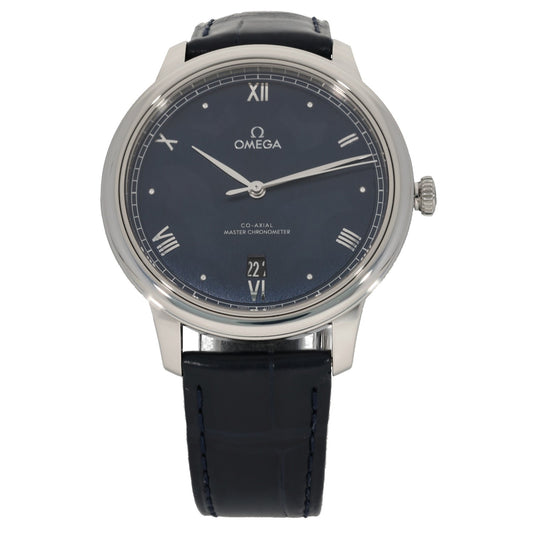 Omega De Ville Prestige 434.13.40.20.03.001, blue dial, stainless steel, black leather bracelet