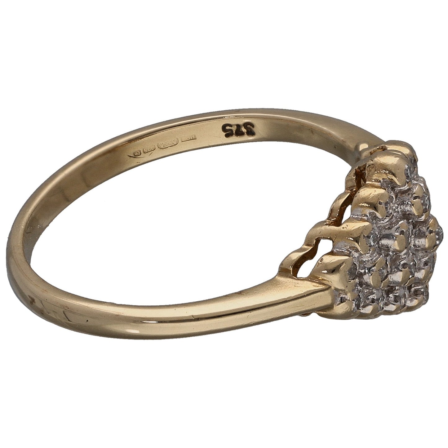 9ct Gold 0.115ct Diamond Cluster Ring Size N