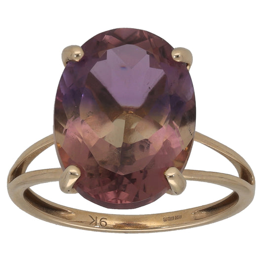 9ct Gold Ametrine Single Stone Ring Size R