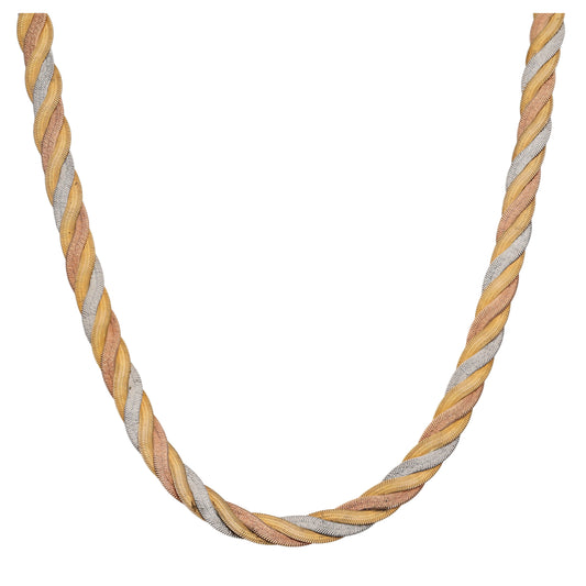 9ct Tricolour Gold Fancy Necklace 16"