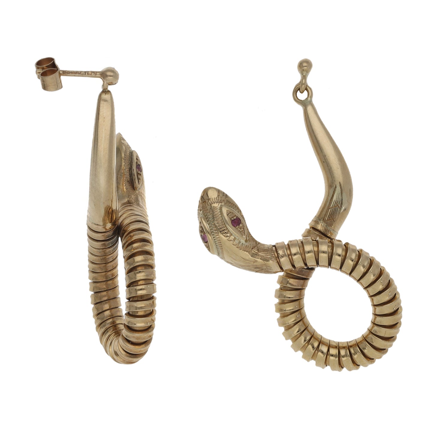 9ct Gold Ruby Snake Earrings