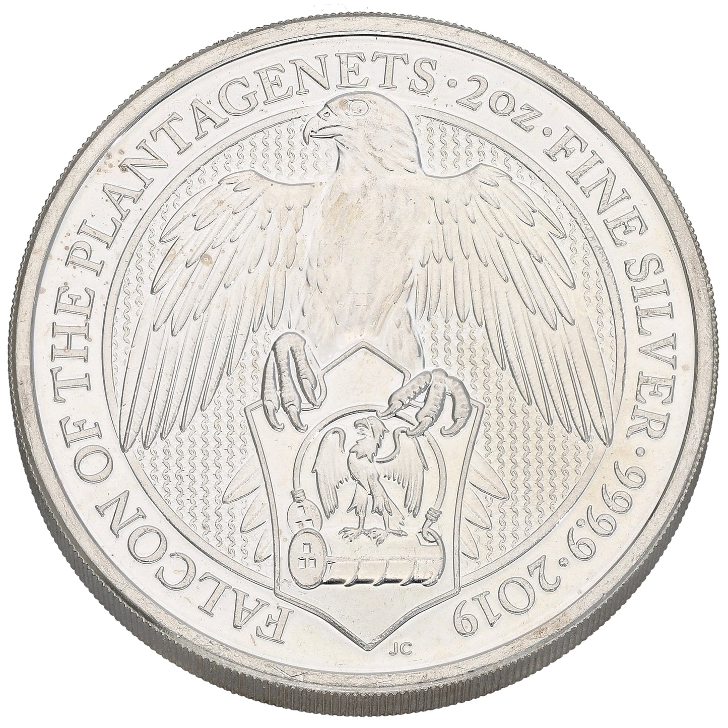 Fine Silver Falcon Of The Plantagenets 2 OZ Coin 2019