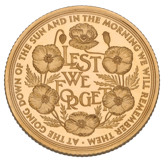 22ct Gold Lest We Forget Full Sovereign Coin 2015