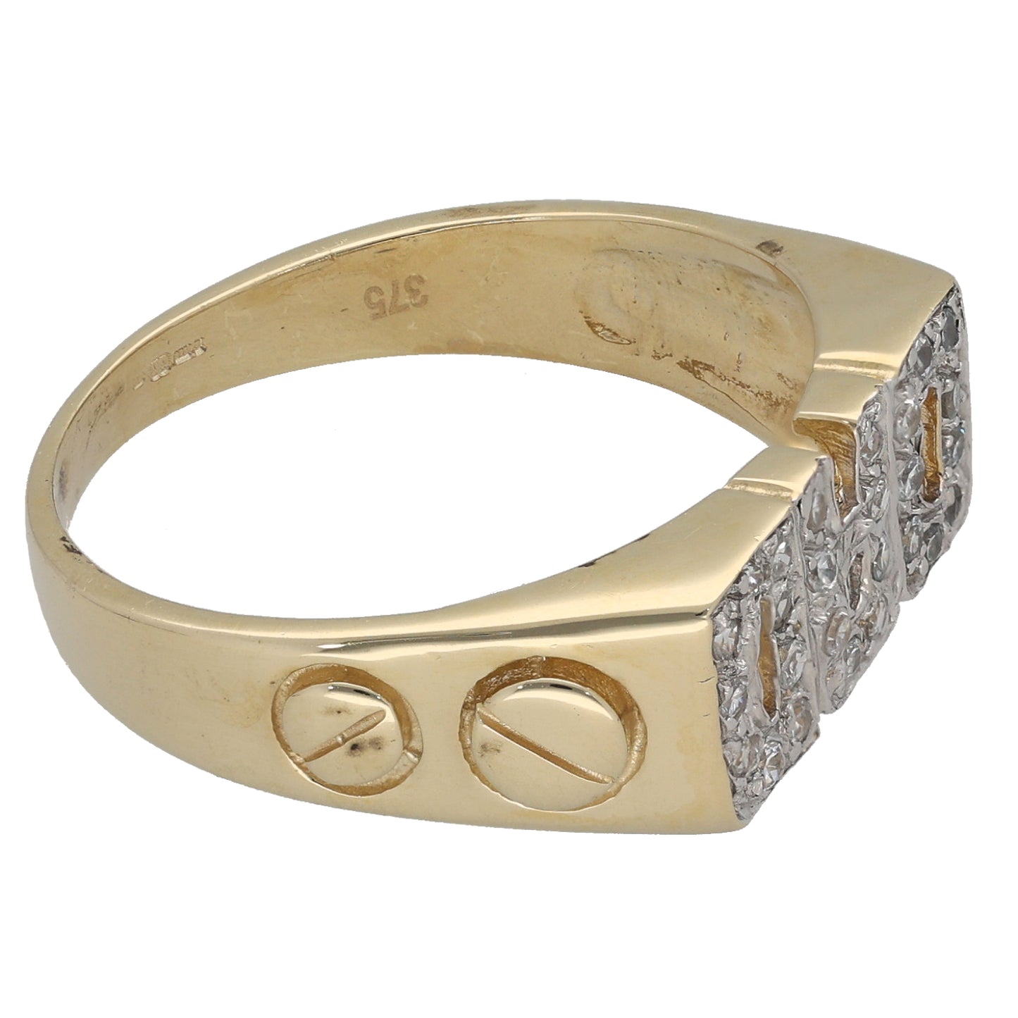 9ct Gold Cubic Zirconia Dad Ring Size T
