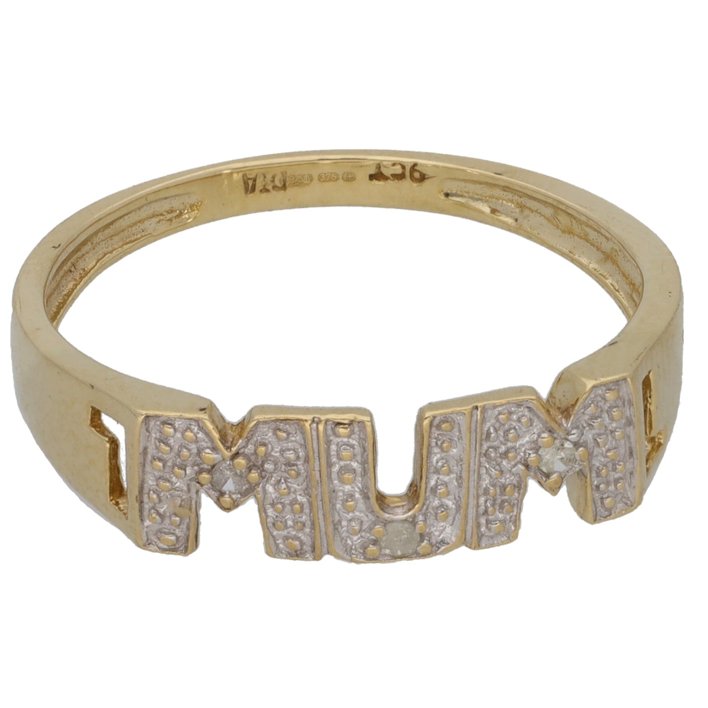 9ct Gold 0.015ct Diamond Mum/Mother Ring Size P