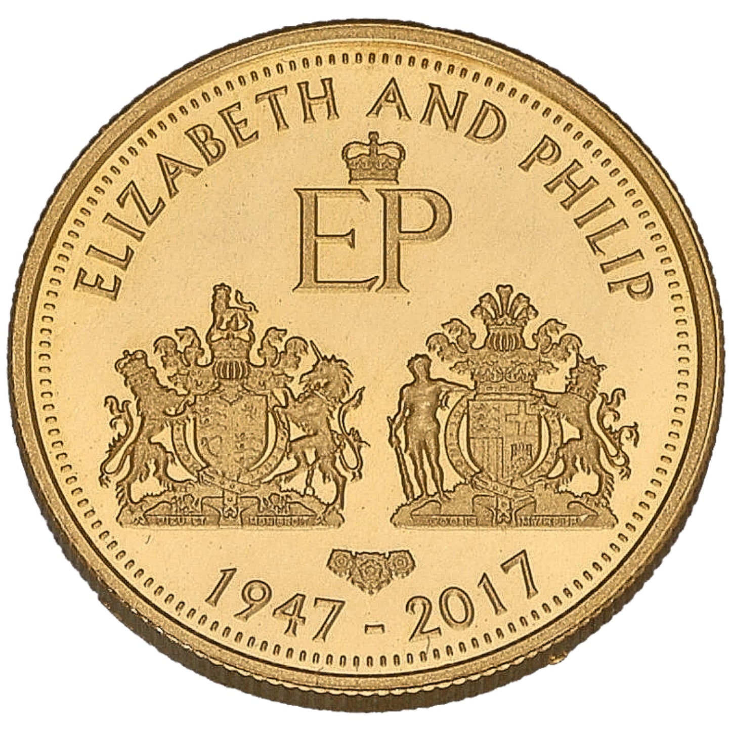 22ct Gold Elizabeth & Phillip Wedding Anniversary Quarter Sovereign Coin 2017