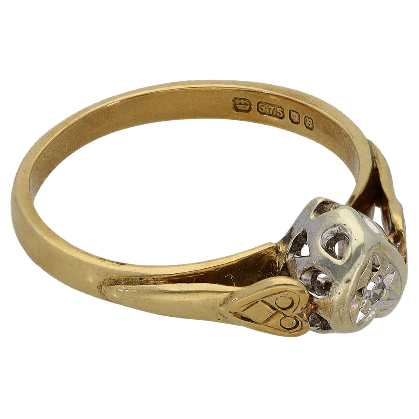9ct Gold 0.01ct Diamond Solitaire Ring Size L