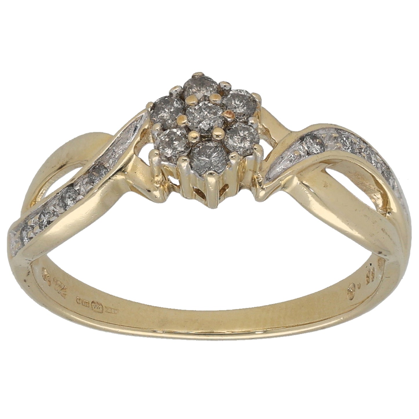 9ct Gold 0.22ct Diamond Dress/Cocktail Ring Size N