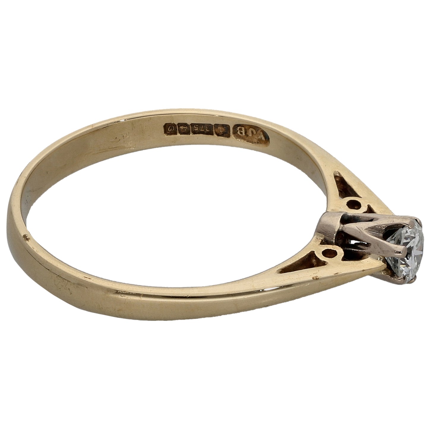 9ct Gold 0.15ct Diamond Solitaire Ring Size M