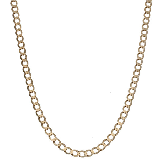 9ct gold curb chain necklace with interlinked oval links, 18-inch length