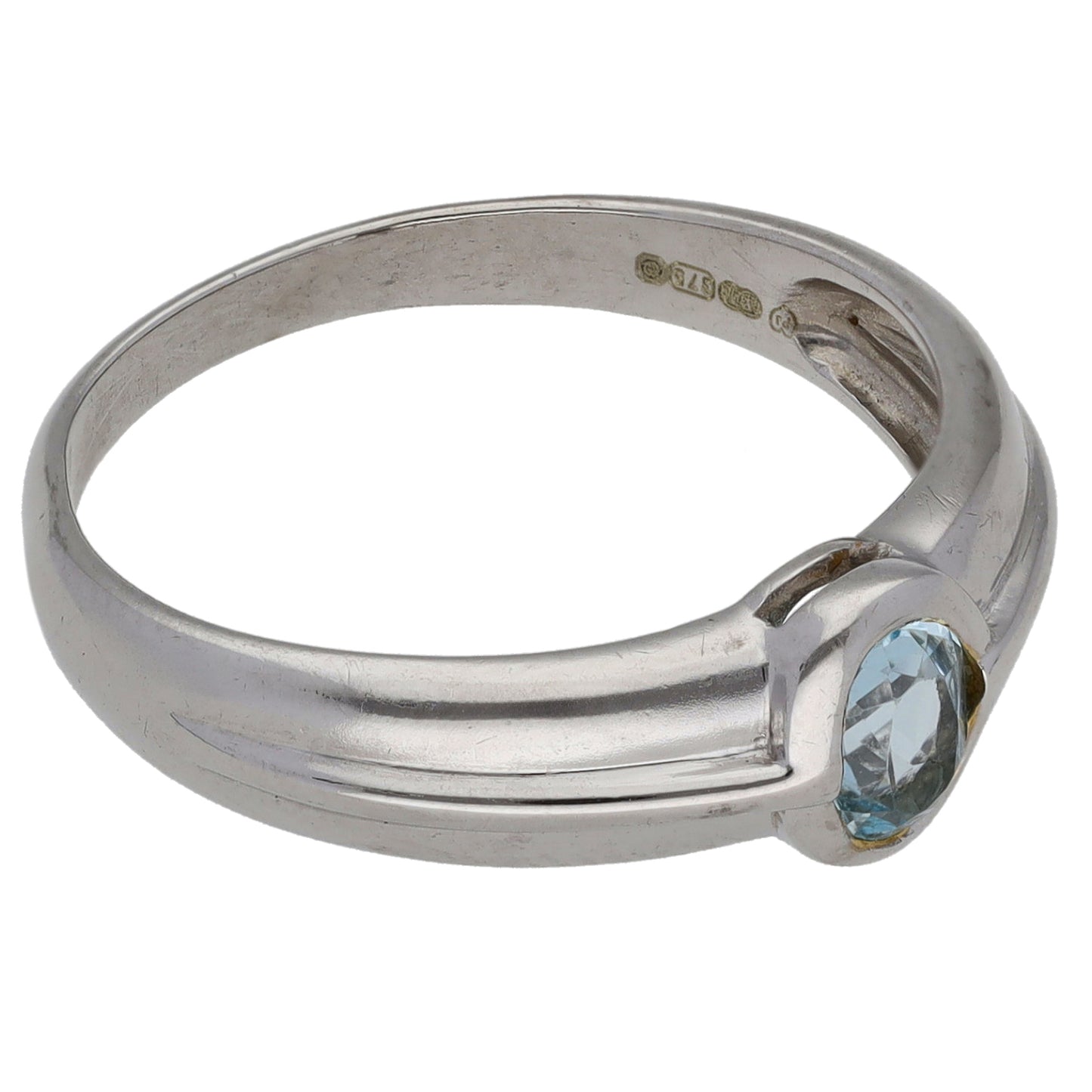 9ct White Gold Topaz Single Stone Ring Size P