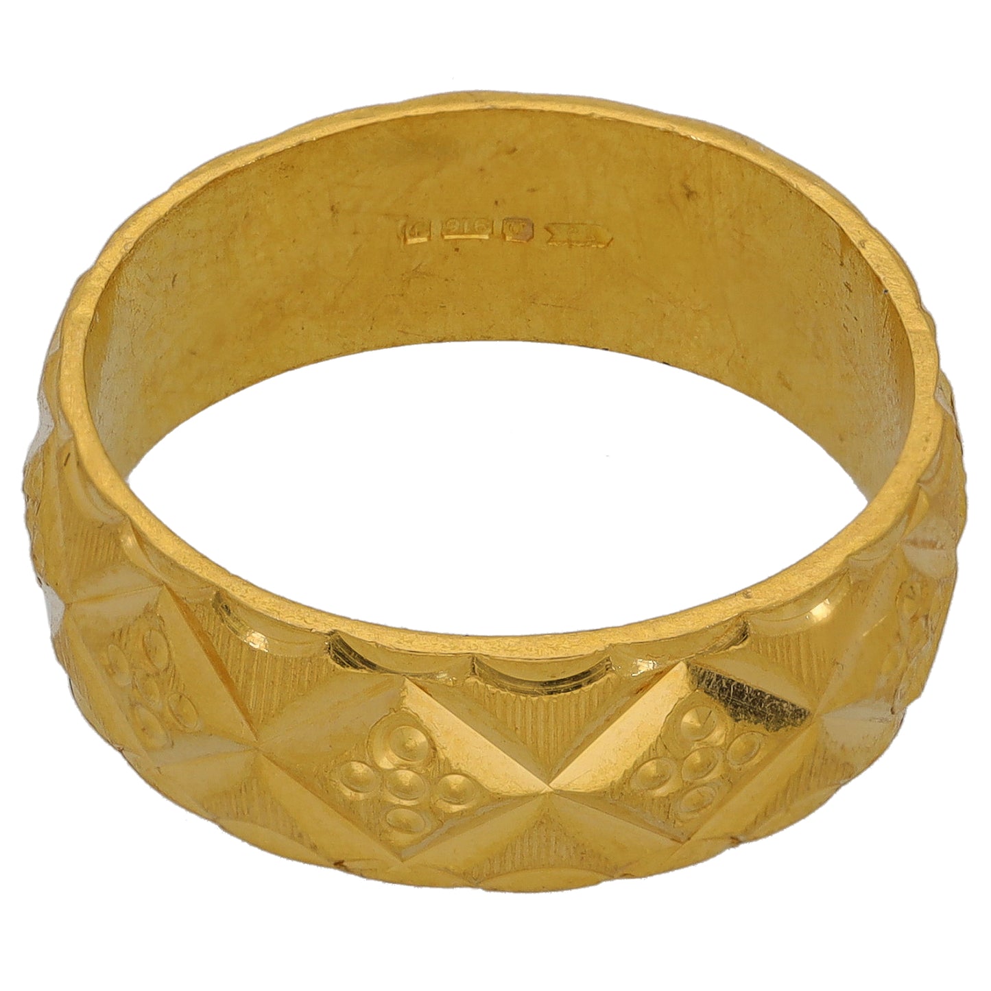 22ct Gold Patterned Wedding Ring Size L