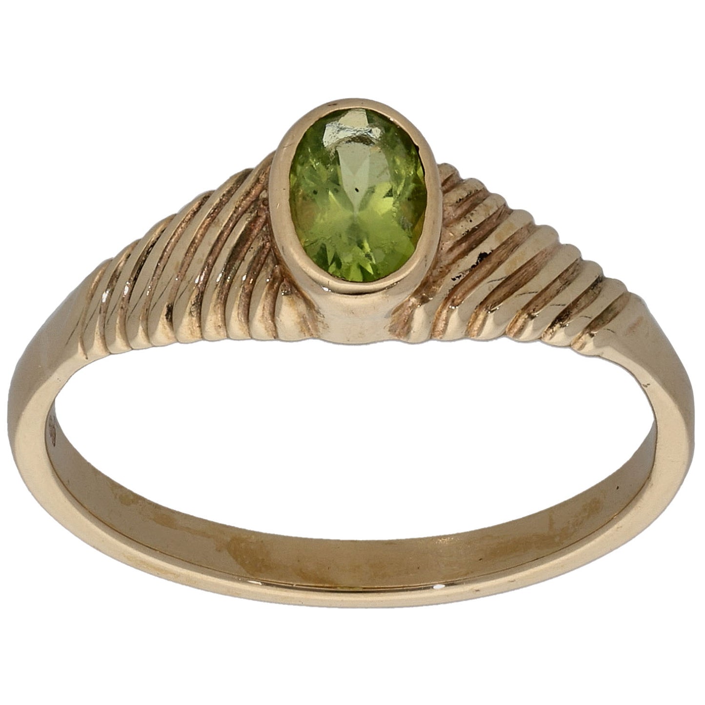 9ct Gold Peridot Single Stone Ring Size Q
