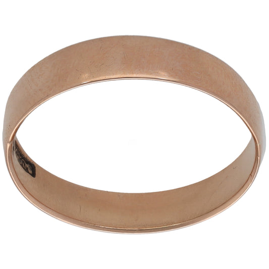 9ct rose gold plain wedding ring, smooth band with polished finish