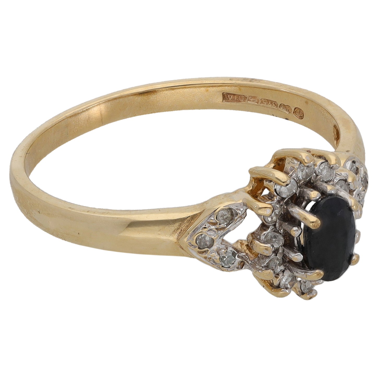 9ct Gold 0.10ct Diamond & Sapphire Dress/Cocktail Ring Size O