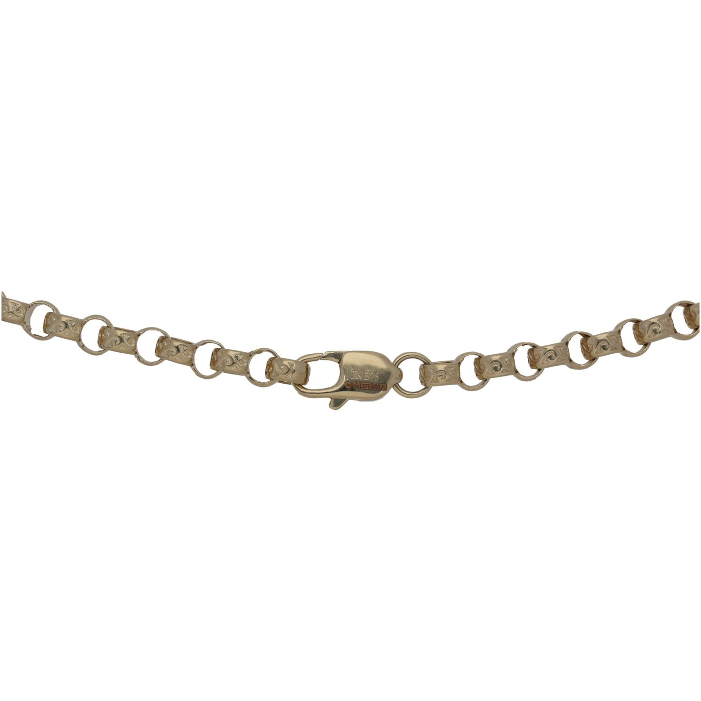 New 9ct Gold Plain Engraved Belcher Chain 22"