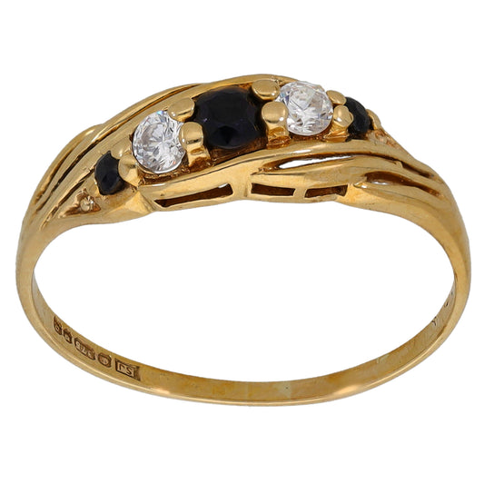 9ct Gold Sapphire & Cubic Zirconia Dress/Cocktail Ring Size O