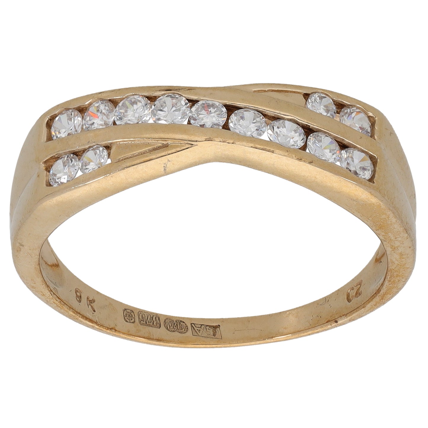 9ct Gold Cubic Zirconia Half Eternity Ring Size T