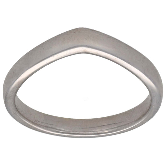 9ct white gold wishbone ring, smooth rounded band