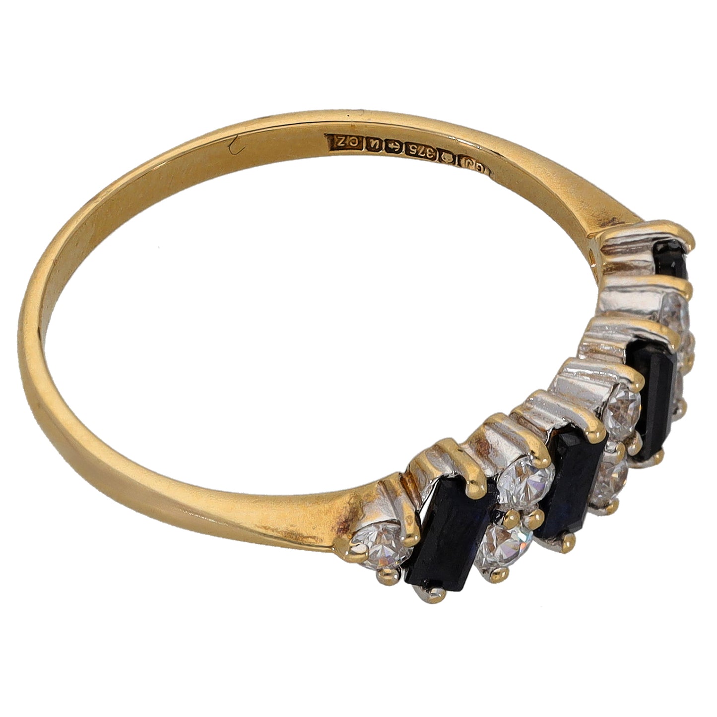 9ct Gold Sapphire & Cubic Zirconia Dress/Cocktail Ring Size R