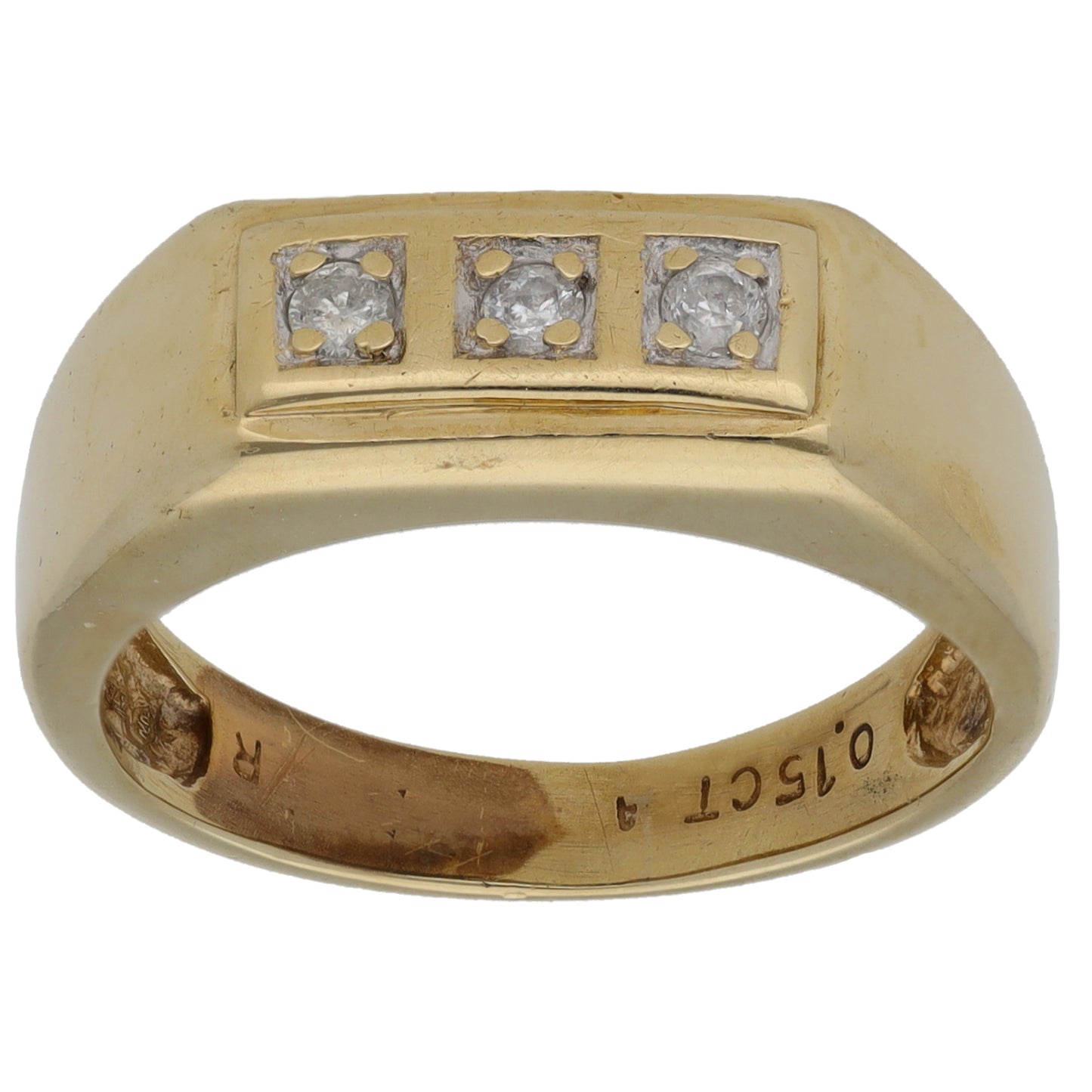 9ct Gold 0.15ct Diamond Trilogy Ring Size P