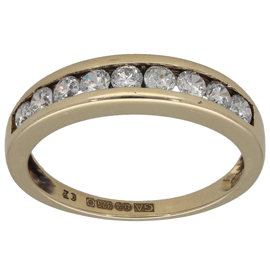 9ct Gold Cubic Zirconia Half Eternity Ring Size M