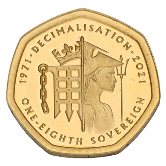22ct Gold Queen Elizabeth II Decimalisation Eighth Sovereign Coin 2021