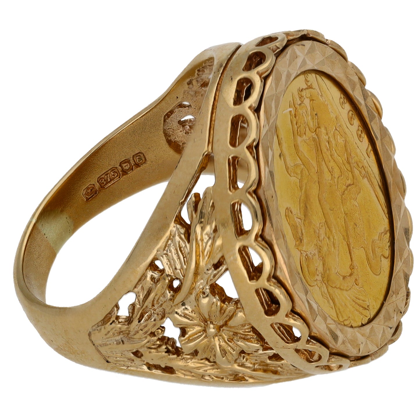 9ct Gold Half Sovereign Coin Ring Size O