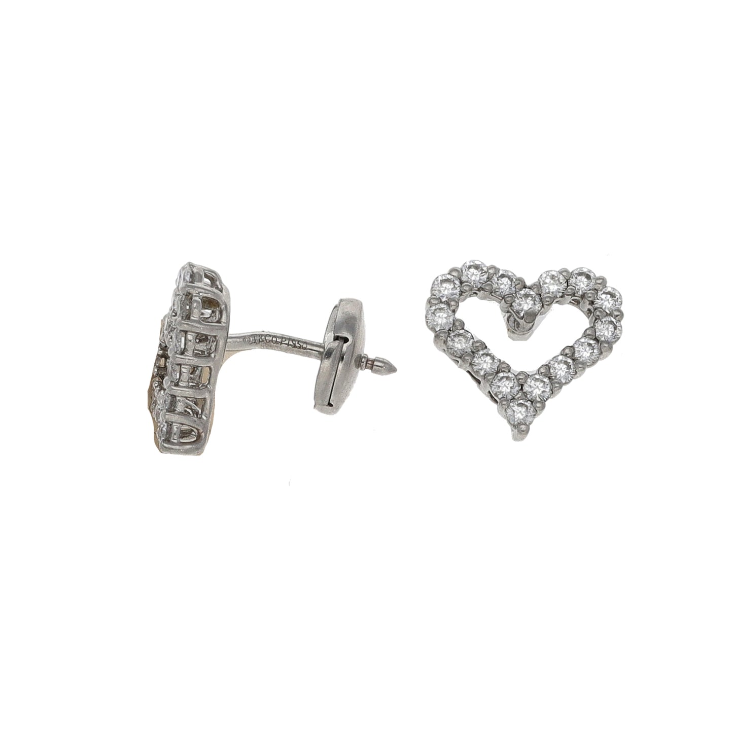 Platinum 0.64ct Diamond Tiffany Heart Earrings