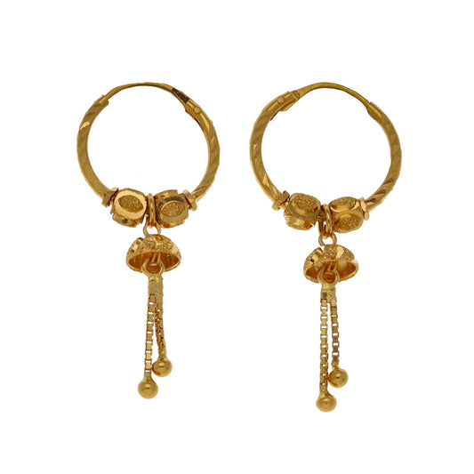 New 22ct Gold Tassle Hoop Earrings