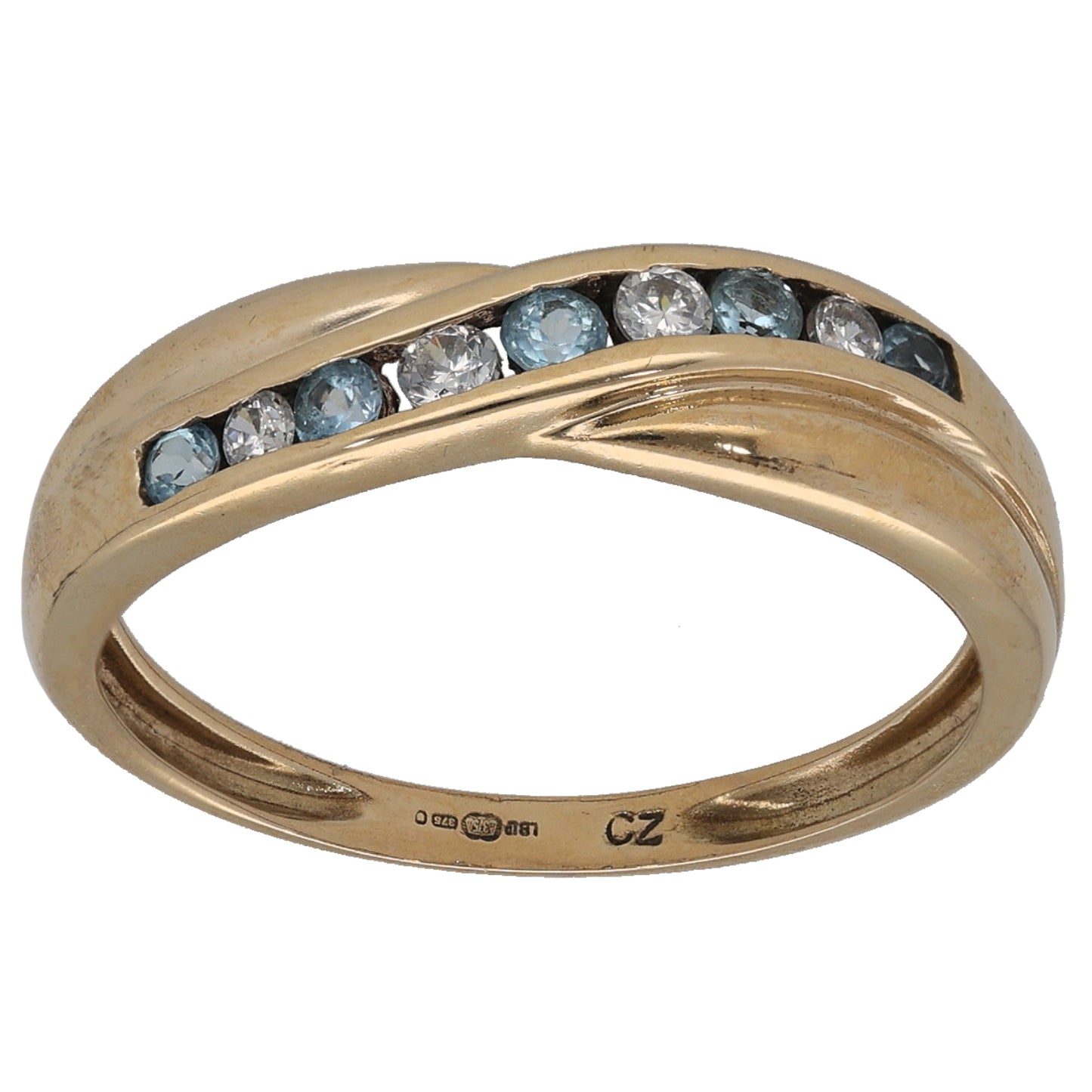 9ct Gold Topaz & Cubic Zirconia Half Eternity Ring Size P