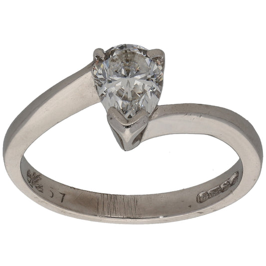 9ct White Gold Cubic Zirconia Single Stone Ring Size K