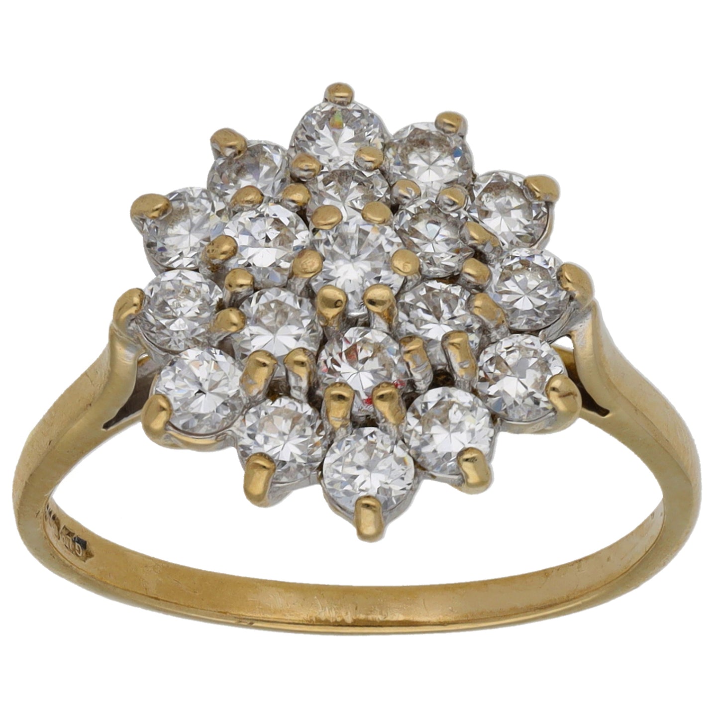 9ct Gold Cubic Zirconia Cluster Ring Size N