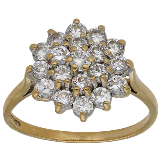 9ct Gold Cubic Zirconia Cluster Ring Size N