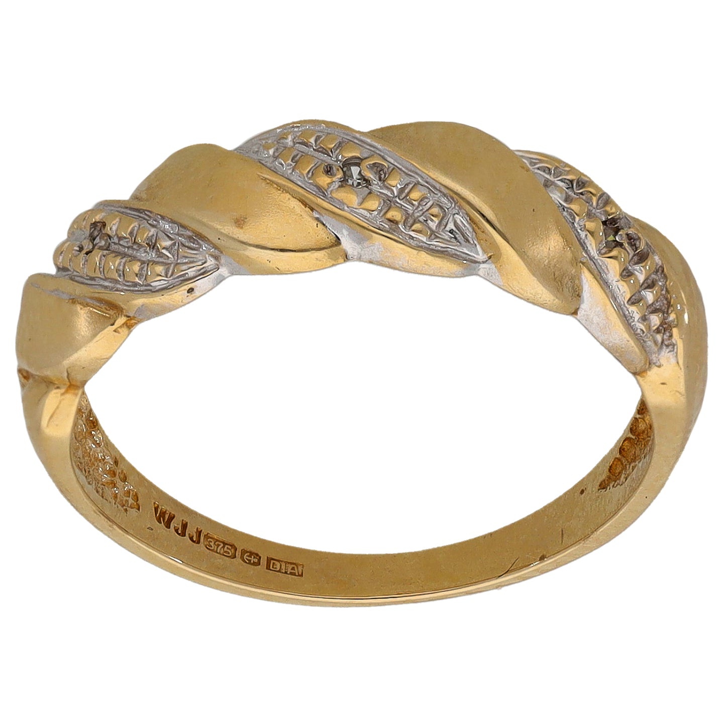 9ct Bicolour Gold 0.015ct Diamond Dress/Cocktail Ring Size M