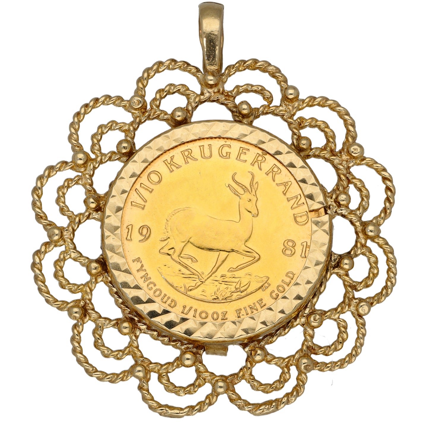 9ct Gold 1/10 OZ Krugerrand Coin Pendant