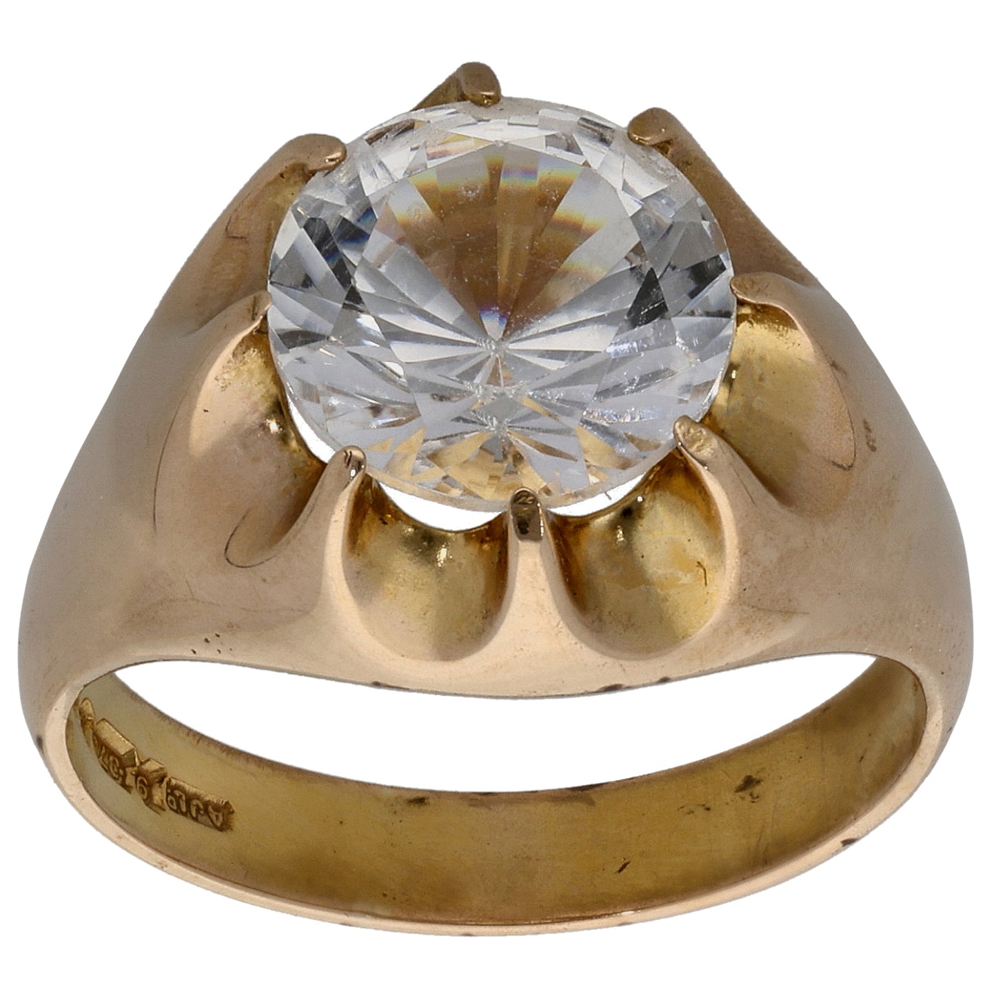 9ct Gold Cubic Zirconia Single Stone Ring Size R